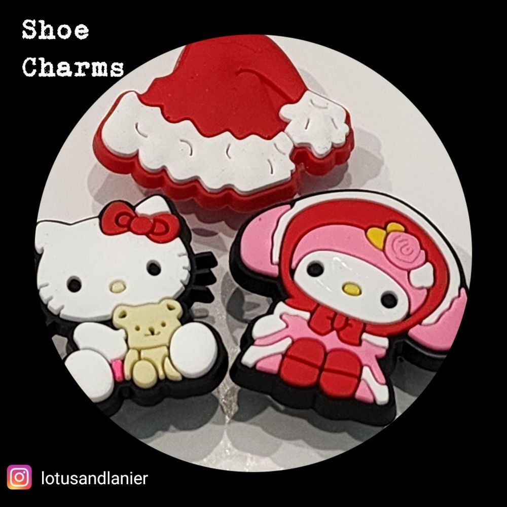 Shoe Charms"Sanrio Christmas- Hello Kitty, My Melody" Set of 3